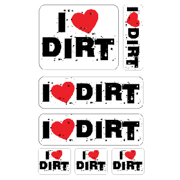 I Love Dirt A4 stickervel